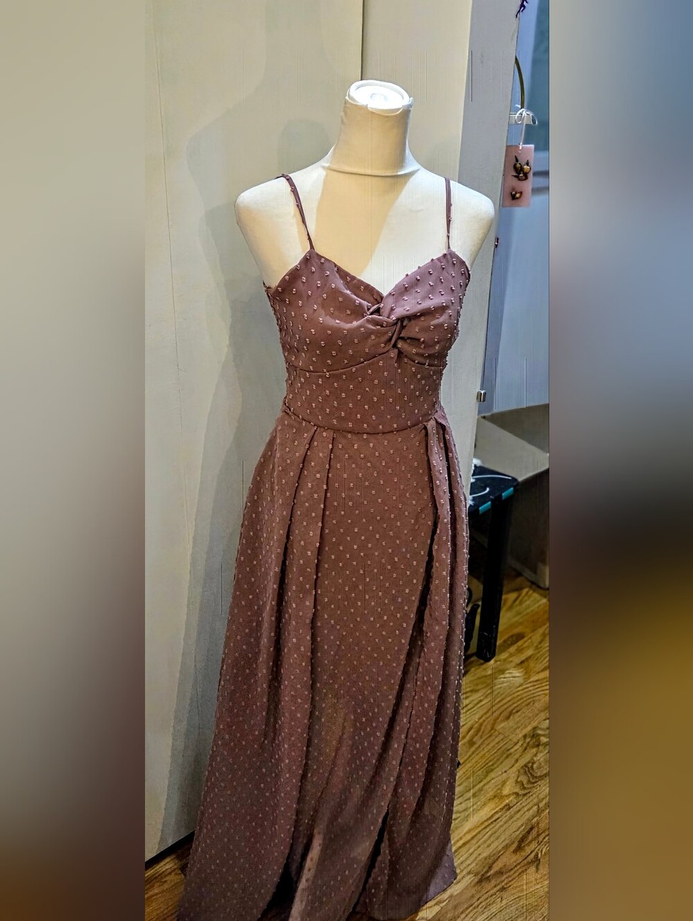 NWOT Sleeveless Mauve Cutout Maxi Dress with Tie Detail
